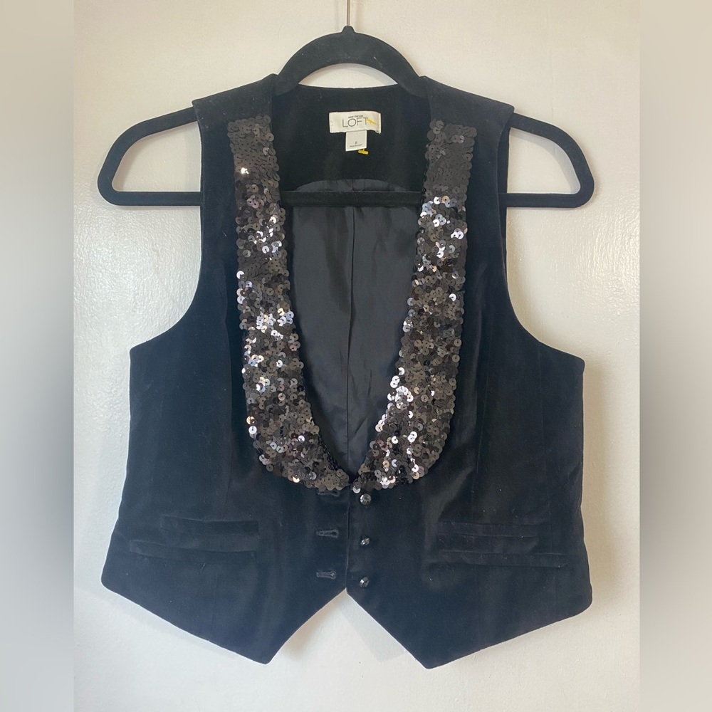 Women’s Sequin Vest Tuxedo Style Black